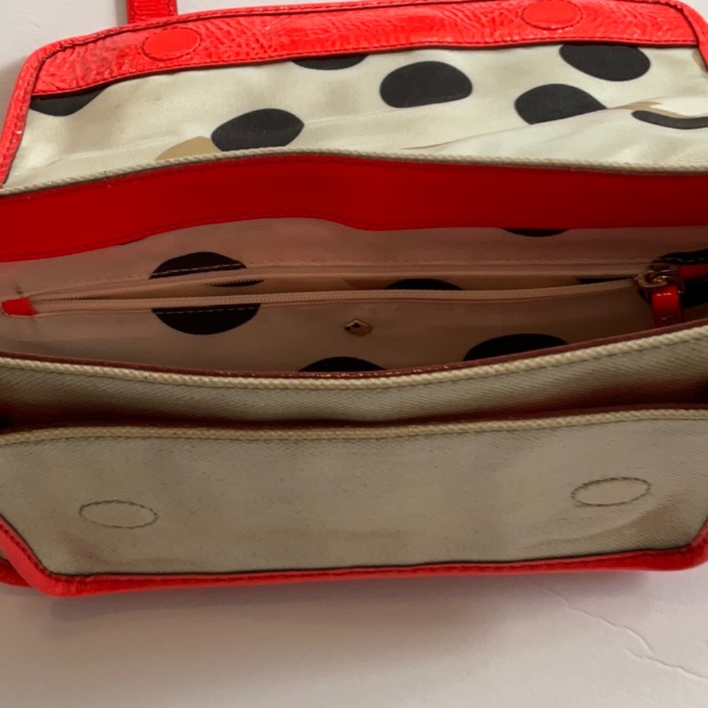 Kate Spade Horseshoe Cove Scout Cream Neon‎ Coral Purse Bag Crossbody Shoulder - Picture 8 of 10
